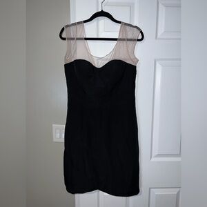 Gianni Bini Black Strapless Dress with Sheer Overlay